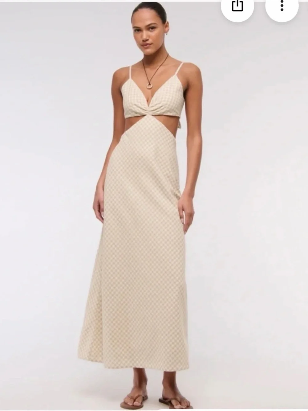 Abercrombie and fitch- size small Beige Cutout Maxi Dress with Twist Bodice